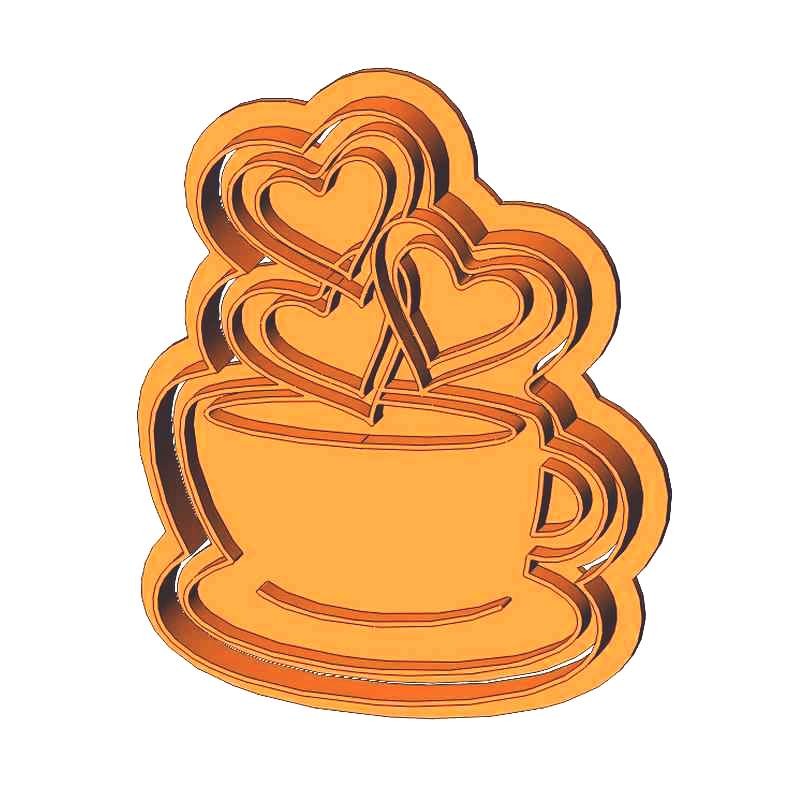 Чашка кофе с сердечками форма для пряника