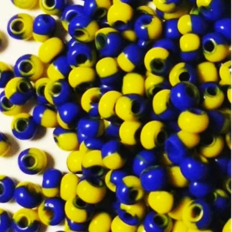 Бісер Preciosa 83730 синьо жовтий натуральний непрозорий