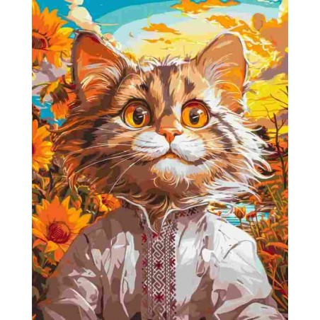 Котик в вышиванке. LW30070 Картина по номерам